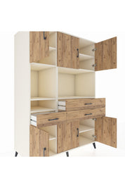 Kronos Dolap 9 Raflı 3 Çekmeceli 6 Kapaklı 132x59x195 Aytaşı-Çam/Çam