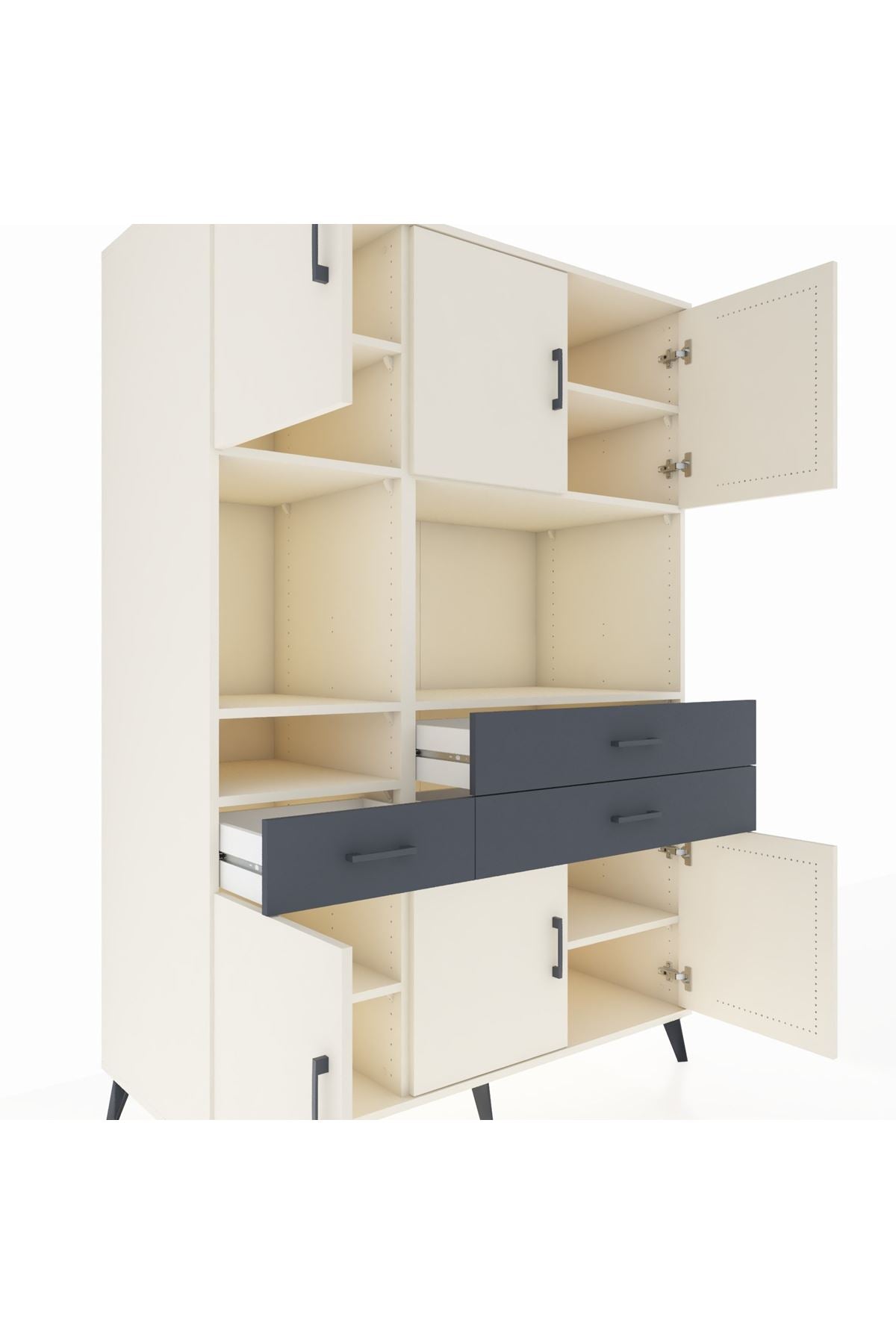 Kronos Dolap 9 Raflı 3 Çekmeceli 6 Kapaklı 132x59x195 Aytaşı-Aytaşı/Antrasit