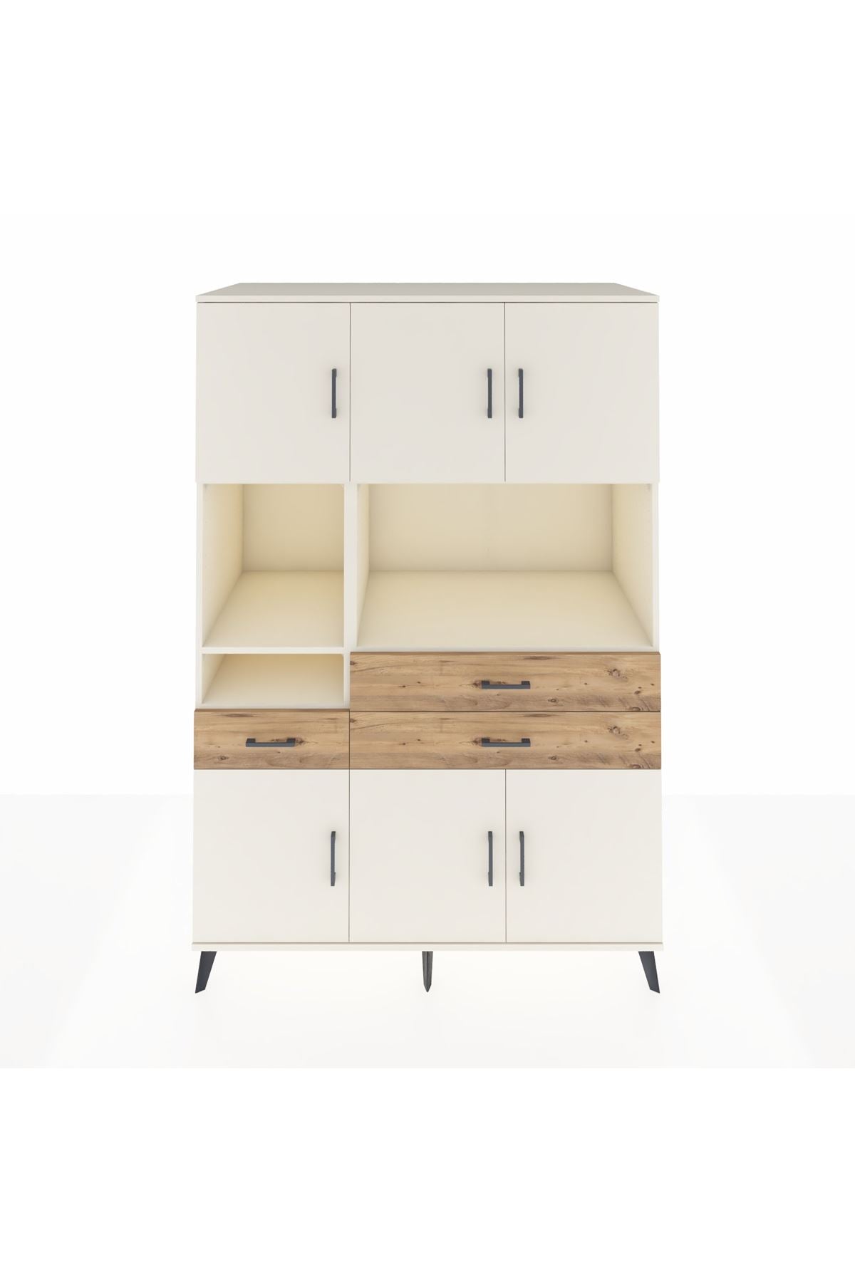 Kronos Dolap 9 Raflı 3 Çekmeceli 6 Kapaklı 132x59x195 Aytaşı-Aytaşı/Çam