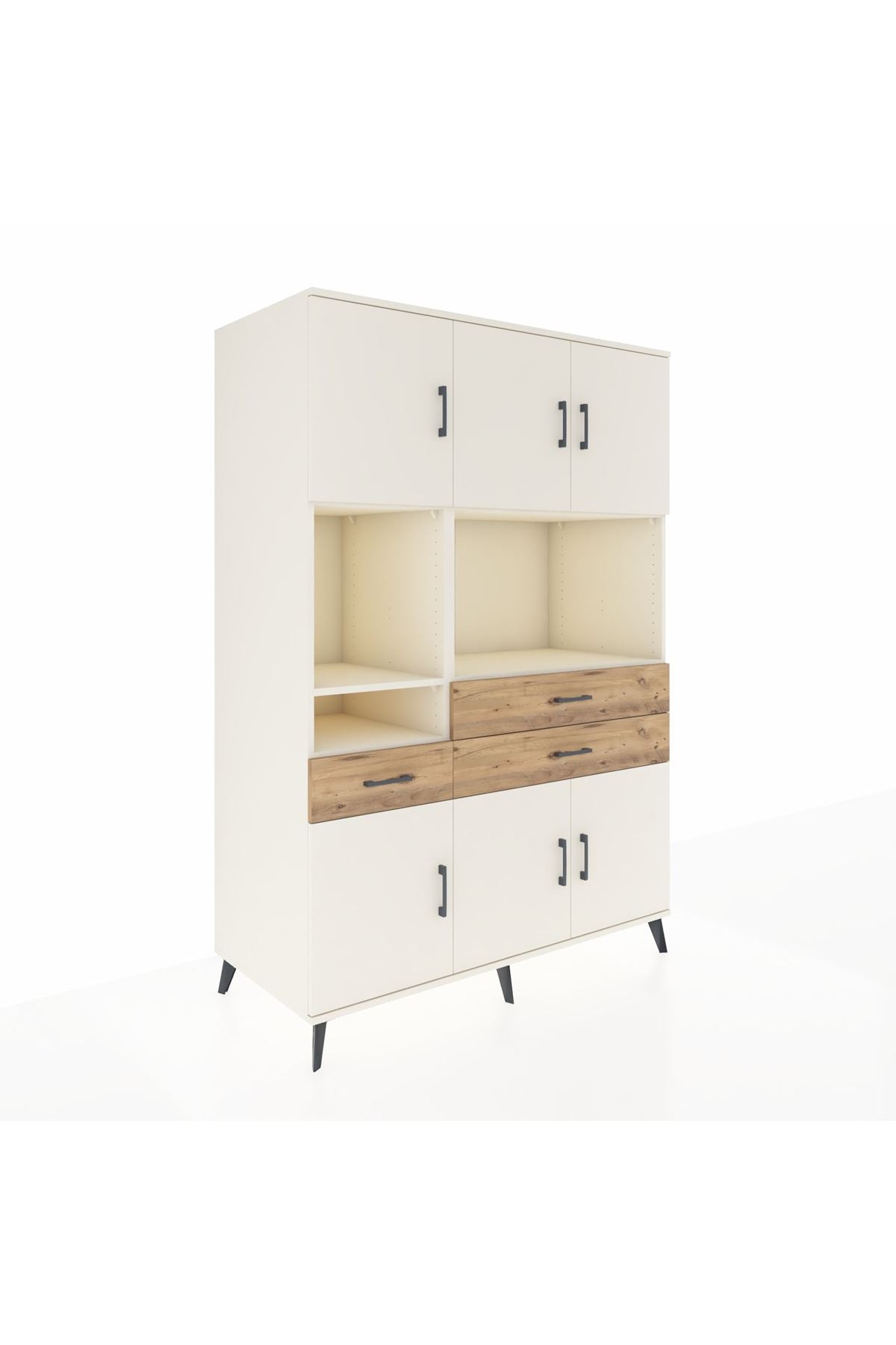 Kronos Dolap 9 Raflı 3 Çekmeceli 6 Kapaklı 132x59x195 Aytaşı-Aytaşı/Çam