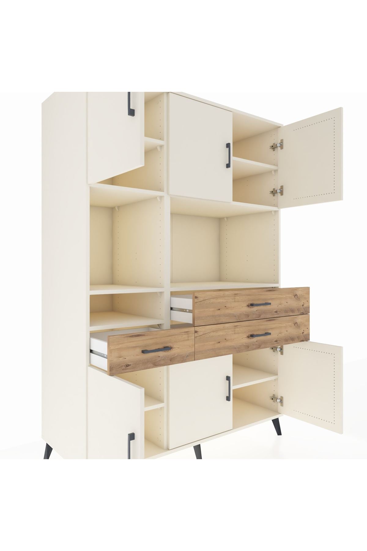 Kronos Dolap 9 Raflı 3 Çekmeceli 6 Kapaklı 132x59x195 Aytaşı-Aytaşı/Çam