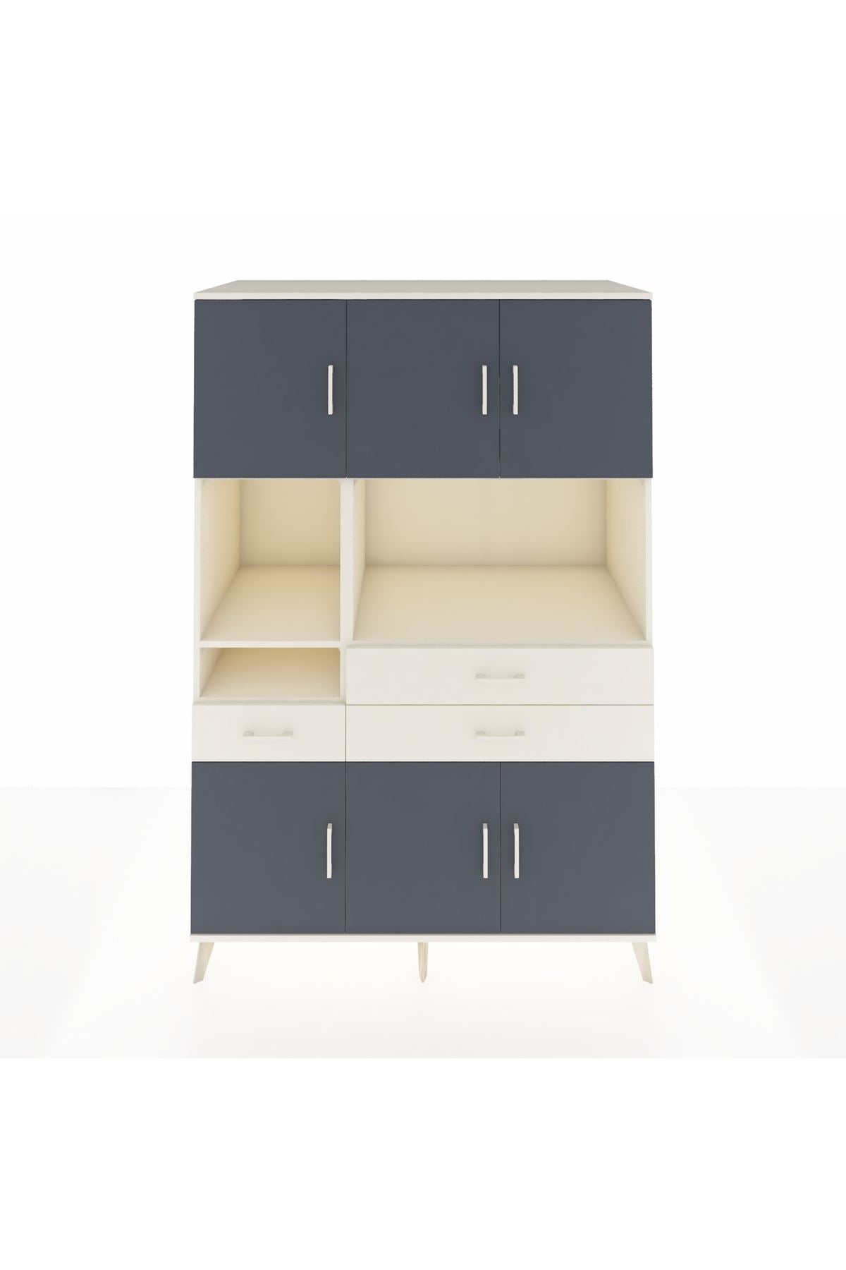 Kronos Dolap 9 Raflı 3 Çekmeceli 6 Kapaklı 132x59x195 Aytaşı-Antrasit/Aytaşı