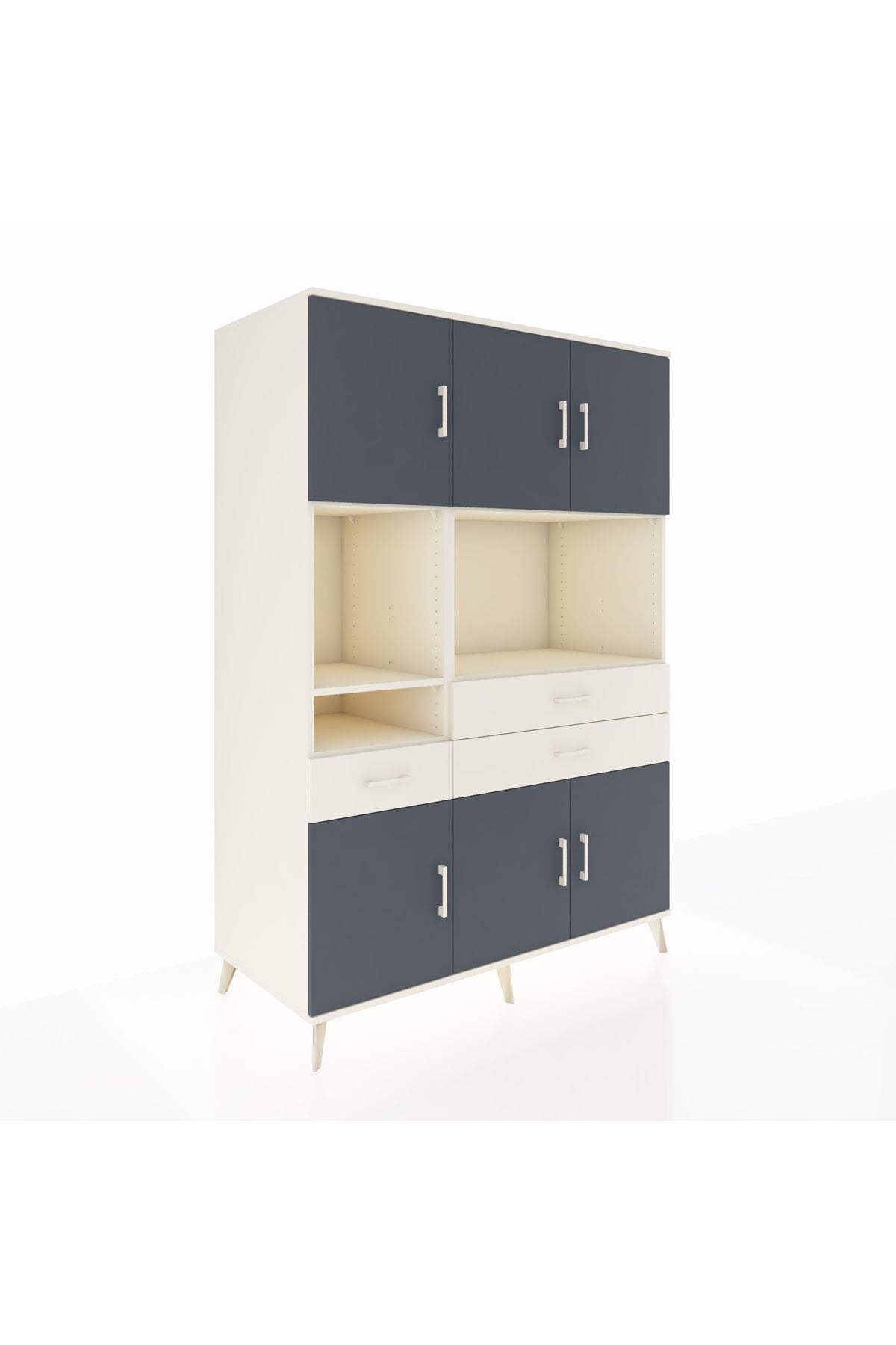 Kronos Dolap 9 Raflı 3 Çekmeceli 6 Kapaklı 132x59x195 Aytaşı-Antrasit/Aytaşı