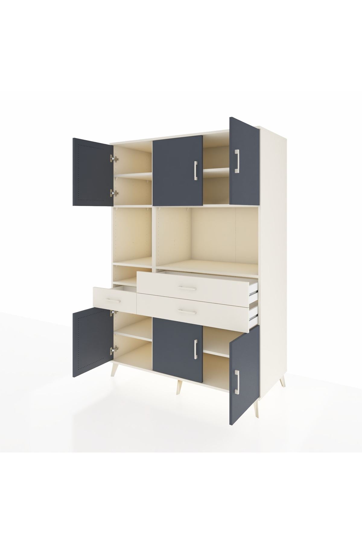 Kronos Dolap 9 Raflı 3 Çekmeceli 6 Kapaklı 132x59x195 Aytaşı-Antrasit/Aytaşı