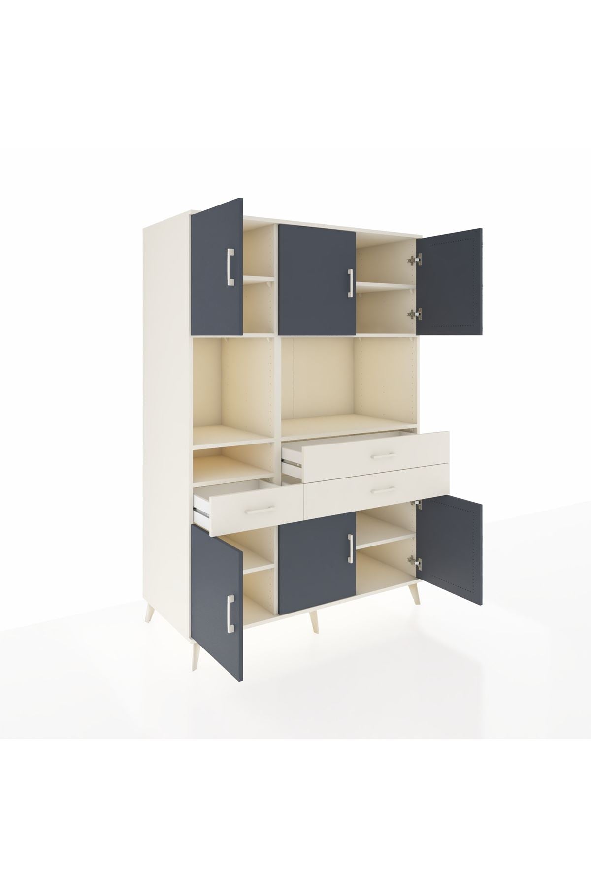 Kronos Dolap 9 Raflı 3 Çekmeceli 6 Kapaklı 132x59x195 Aytaşı-Antrasit/Aytaşı