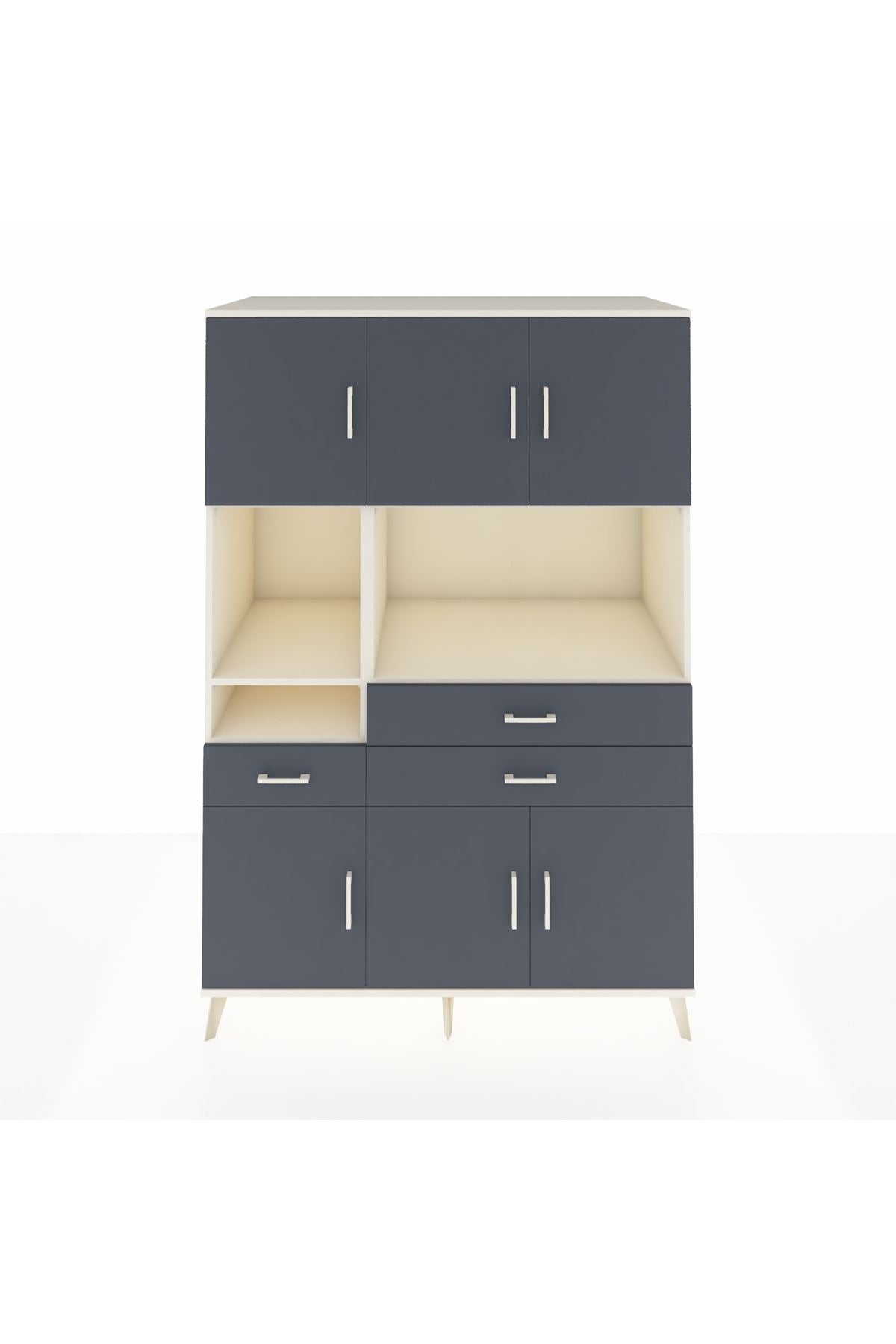 Kronos Dolap 9 Raflı 3 Çekmeceli 6 Kapaklı 132x59x195 Aytaşı-Antrasit/Antrasit