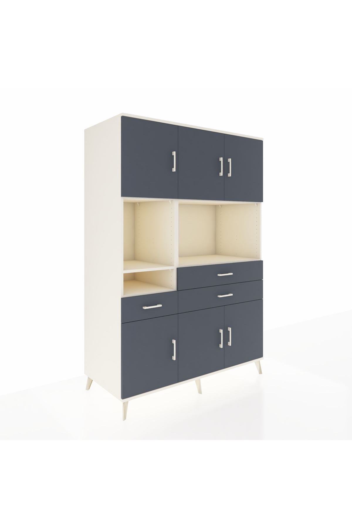 Kronos Dolap 9 Raflı 3 Çekmeceli 6 Kapaklı 132x59x195 Aytaşı-Antrasit/Antrasit