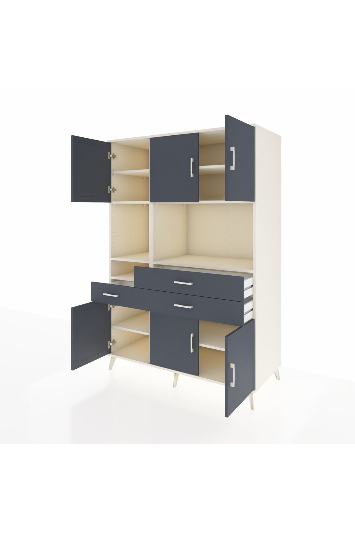 Kronos Dolap 9 Raflı 3 Çekmeceli 6 Kapaklı 132x59x195 Aytaşı-Antrasit/Antrasit