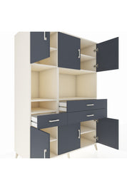 Kronos Dolap 9 Raflı 3 Çekmeceli 6 Kapaklı 132x59x195 Aytaşı-Antrasit/Antrasit