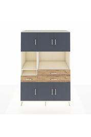 Kronos Dolap 9 Raflı 3 Çekmeceli 6 Kapaklı 132x59x195 Aytaşı-Antrasit/Çam