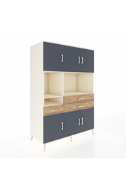 Kronos Dolap 9 Raflı 3 Çekmeceli 6 Kapaklı 132x59x195 Aytaşı-Antrasit/Çam