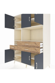 Kronos Dolap 9 Raflı 3 Çekmeceli 6 Kapaklı 132x59x195 Aytaşı-Antrasit/Çam