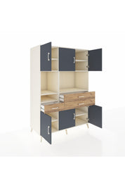 Kronos Dolap 9 Raflı 3 Çekmeceli 6 Kapaklı 132x59x195 Aytaşı-Antrasit/Çam