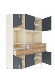 Kronos Dolap 9 Raflı 3 Çekmeceli 6 Kapaklı 132x59x195 Aytaşı-Antrasit/Çam