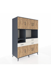 Kronos Dolap 9 Raflı 3 Çekmeceli 6 Kapaklı 132x59x195 Antrasit-Çam/Aytaşı