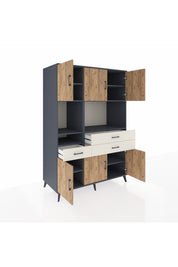 Kronos Dolap 9 Raflı 3 Çekmeceli 6 Kapaklı 132x59x195 Antrasit-Çam/Aytaşı