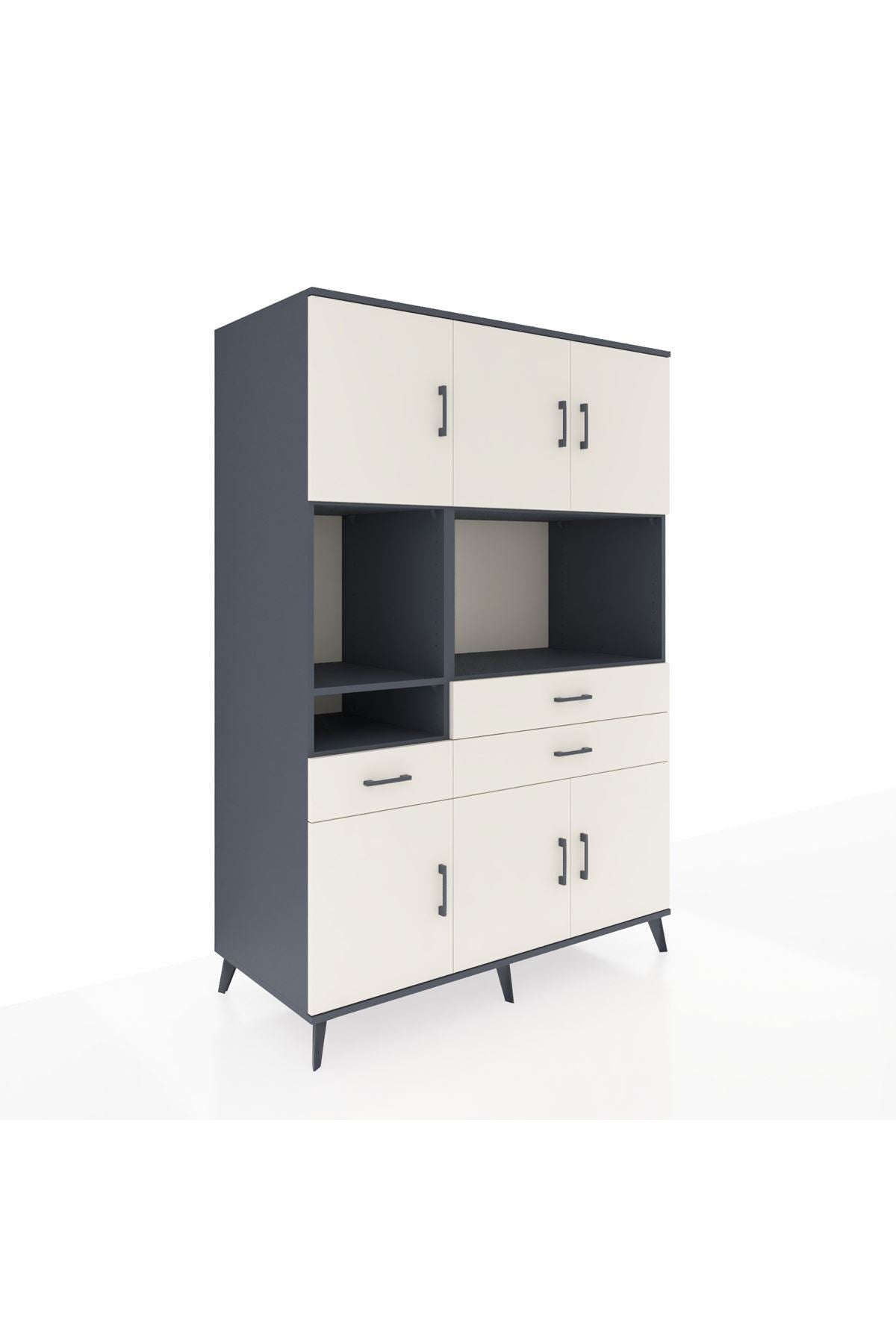 Kronos Dolap 9 Raflı 3 Çekmeceli 6 Kapaklı 132x59x195 Antrasit-Aytaşı/Aytaşı