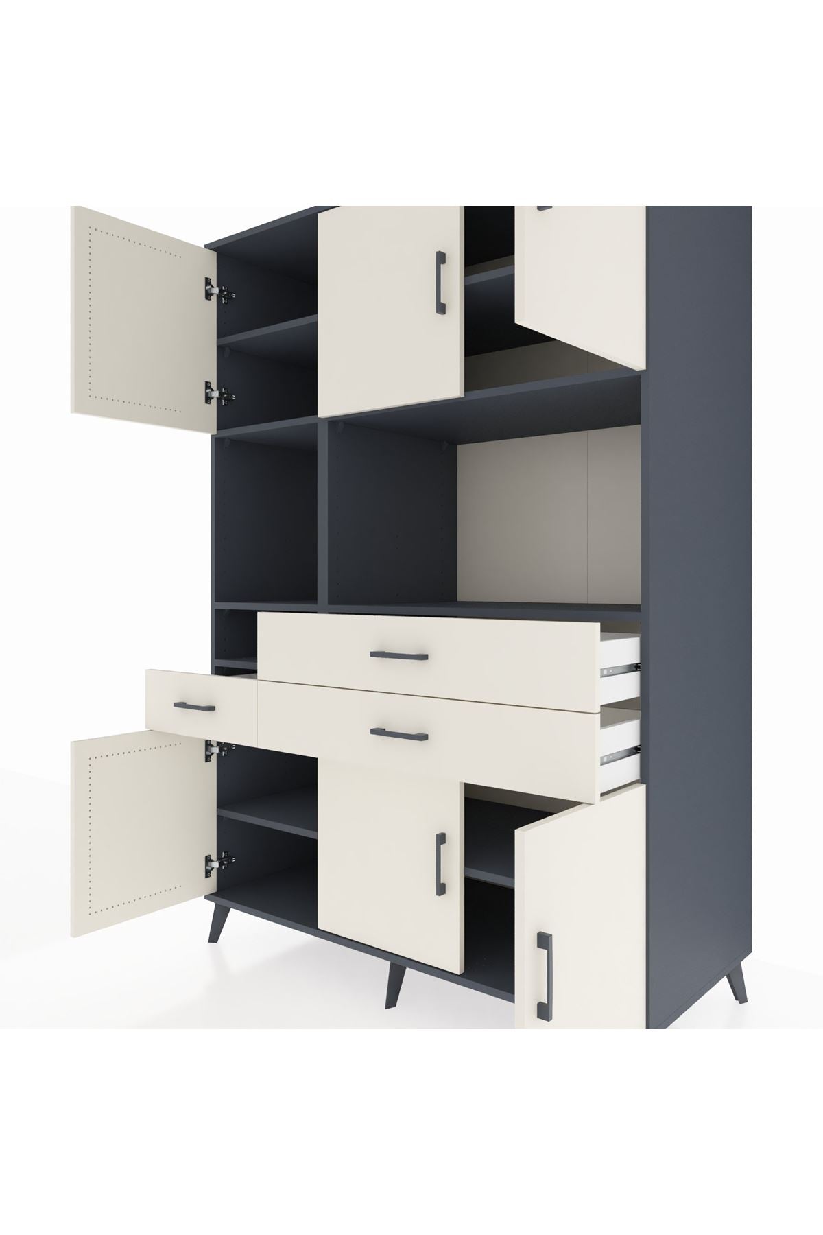 Kronos Dolap 9 Raflı 3 Çekmeceli 6 Kapaklı 132x59x195 Antrasit-Aytaşı/Aytaşı