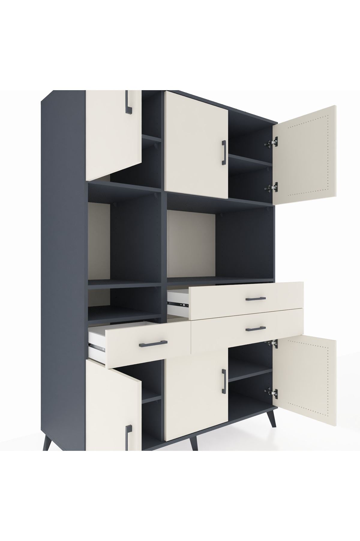 Kronos Dolap 9 Raflı 3 Çekmeceli 6 Kapaklı 132x59x195 Antrasit-Aytaşı/Aytaşı