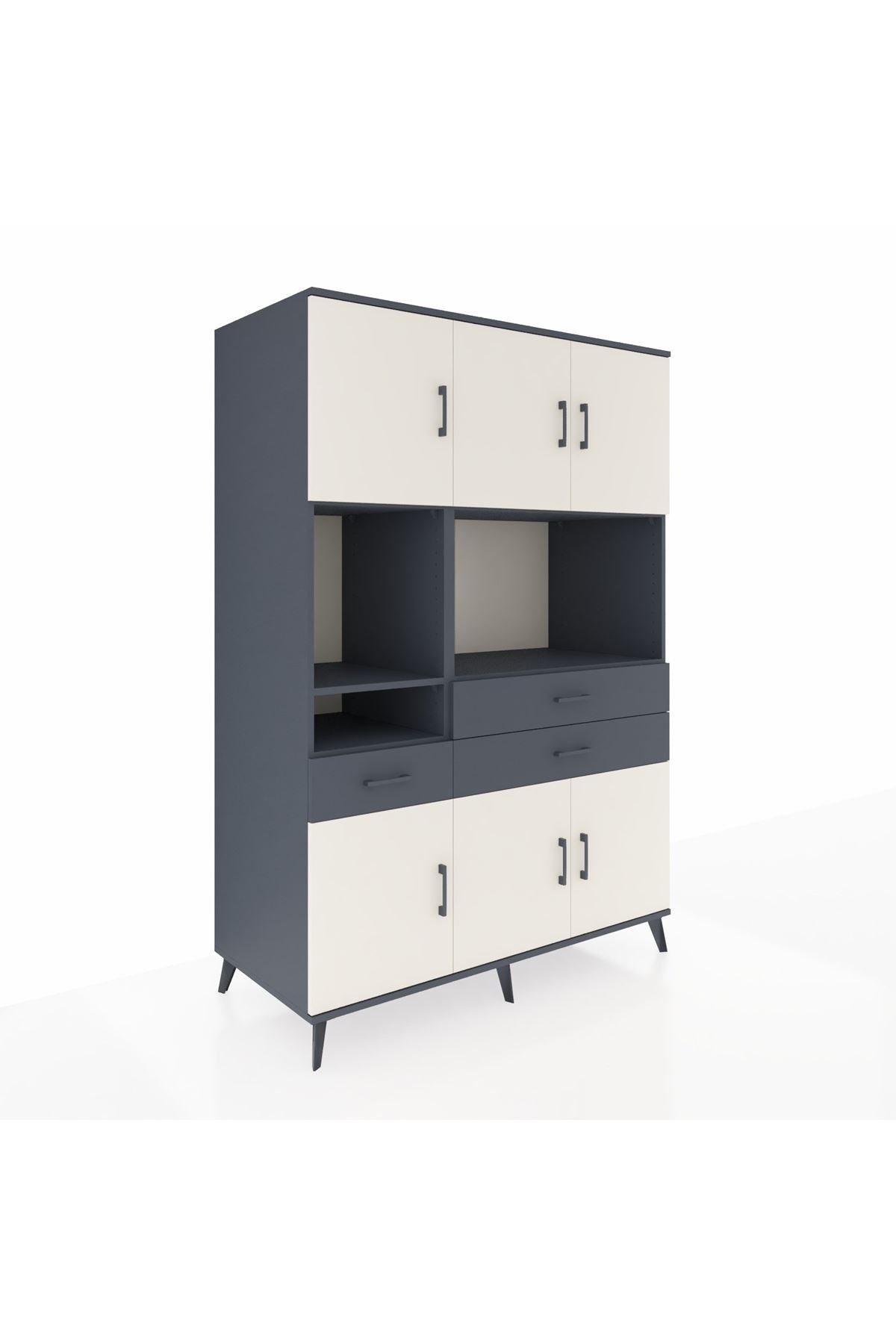 Kronos Dolap 9 Raflı 3 Çekmeceli 6 Kapaklı 132x59x195 Antrasit-Aytaşı/Antrasit