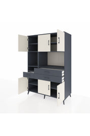 Kronos Dolap 9 Raflı 3 Çekmeceli 6 Kapaklı 132x59x195 Antrasit-Aytaşı/Antrasit