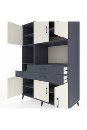 Kronos Dolap 9 Raflı 3 Çekmeceli 6 Kapaklı 132x59x195 Antrasit-Aytaşı/Antrasit
