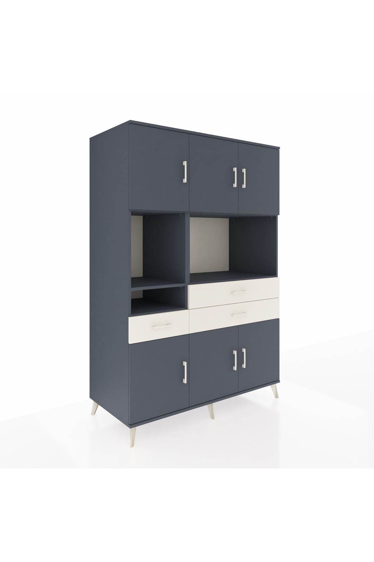 Kronos Dolap 9 Raflı 3 Çekmeceli 6 Kapaklı 132x59x195 Antrasit-Antrasit/Aytaşı