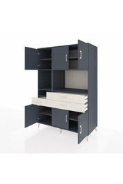 Kronos Dolap 9 Raflı 3 Çekmeceli 6 Kapaklı 132x59x195 Antrasit-Antrasit/Aytaşı