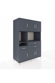 Kronos Dolap 9 Raflı 3 Çekmeceli 6 Kapaklı 132x59x195 Antrasit-Antrasit/Antrasit