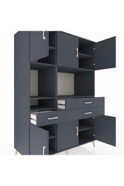 Kronos Dolap 9 Raflı 3 Çekmeceli 6 Kapaklı 132x59x195 Antrasit-Antrasit/Antrasit