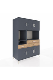 Kronos Dolap 9 Raflı 3 Çekmeceli 6 Kapaklı 132x59x195 Antrasit-Antrasit/Çam