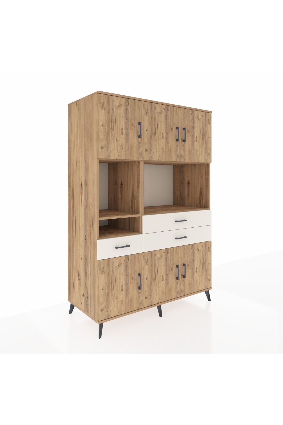 Kronos Dolap 9 Raflı 3 Çekmeceli 6 Kapaklı 132x59x195 Çam-Çam/Aytaşı