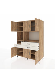 Kronos Dolap 9 Raflı 3 Çekmeceli 6 Kapaklı 132x59x195 Çam-Çam/Aytaşı