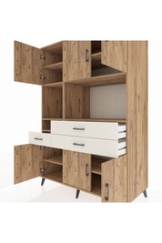 Kronos Dolap 9 Raflı 3 Çekmeceli 6 Kapaklı 132x59x195 Çam-Çam/Aytaşı