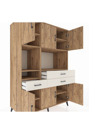 Kronos Dolap 9 Raflı 3 Çekmeceli 6 Kapaklı 132x59x195 Çam-Çam/Aytaşı