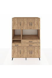 Kronos Dolap 9 Raflı 3 Çekmeceli 6 Kapaklı 132x59x195 Çam-Çam/Çam