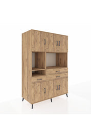 Kronos Dolap 9 Raflı 3 Çekmeceli 6 Kapaklı 132x59x195 Çam-Çam/Çam