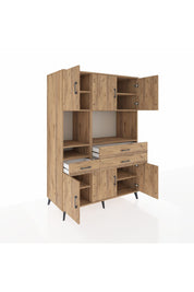 Kronos Dolap 9 Raflı 3 Çekmeceli 6 Kapaklı 132x59x195 Çam-Çam/Çam