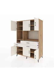 Kronos Dolap 9 Raflı 3 Çekmeceli 6 Kapaklı 132x59x195 Çam-Aytaşı/Aytaşı