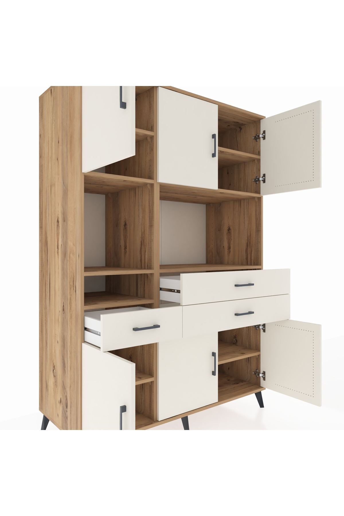 Kronos Dolap 9 Raflı 3 Çekmeceli 6 Kapaklı 132x59x195 Çam-Aytaşı/Aytaşı