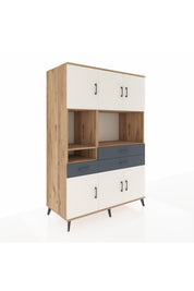 Kronos Dolap 9 Raflı 3 Çekmeceli 6 Kapaklı 132x59x195 Çam-Aytaşı/Antrasit