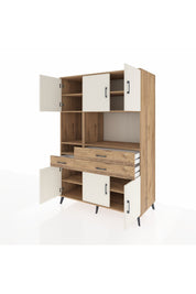 Kronos Dolap 9 Raflı 3 Çekmeceli 6 Kapaklı 132x59x195 Çam-Aytaşı/Çam