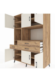 Kronos Dolap 9 Raflı 3 Çekmeceli 6 Kapaklı 132x59x195 Çam-Aytaşı/Çam