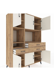 Kronos Dolap 9 Raflı 3 Çekmeceli 6 Kapaklı 132x59x195 Çam-Aytaşı/Çam