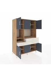 Kronos Dolap 9 Raflı 3 Çekmeceli 6 Kapaklı 132x59x195 Çam-Antrasit/Aytaşı