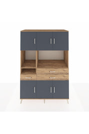 Kronos Dolap 9 Raflı 3 Çekmeceli 6 Kapaklı 132x59x195 Çam-Antrasit/Çam