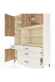 Kronos Dolap 9 Raflı 4 Çekmeceli 4 Kapaklı 132x59x195 Aytaşı-Çam/Aytaşı