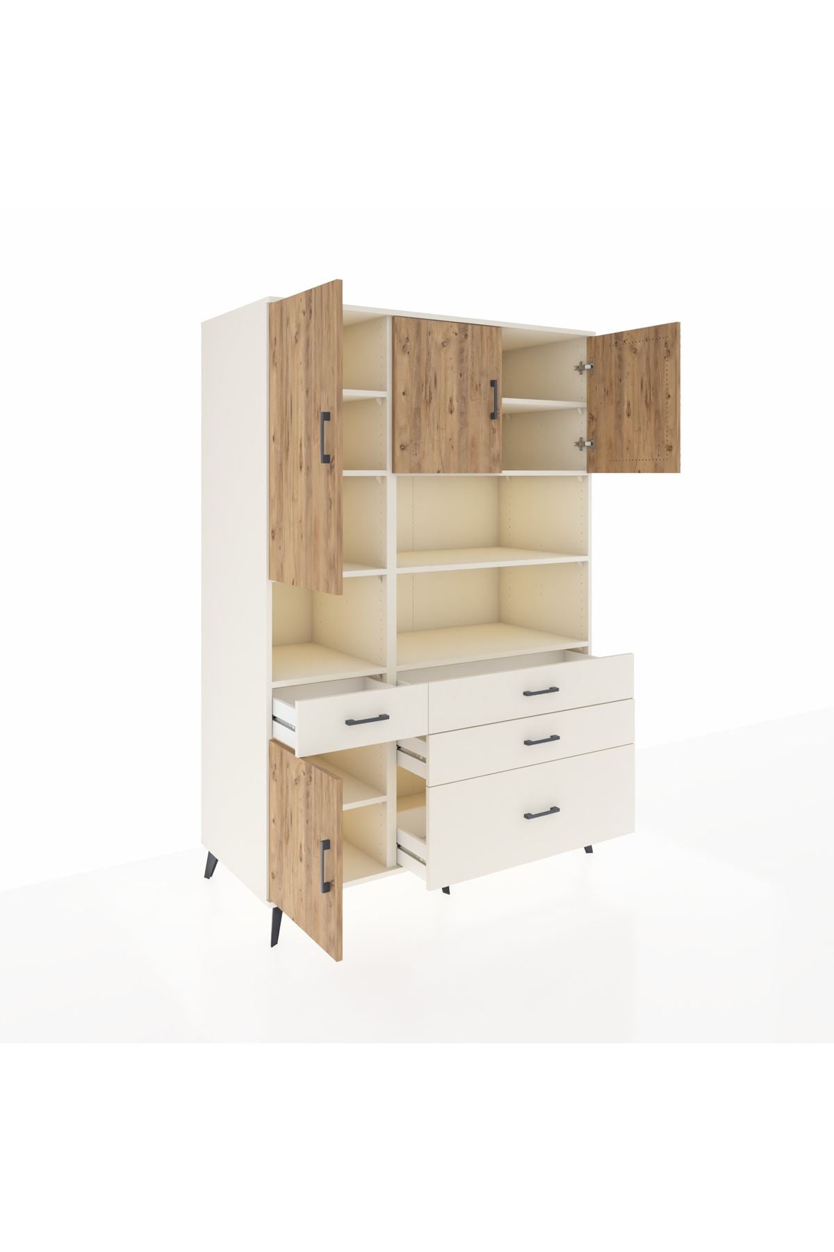 Kronos Dolap 9 Raflı 4 Çekmeceli 4 Kapaklı 132x59x195 Aytaşı-Çam/Aytaşı