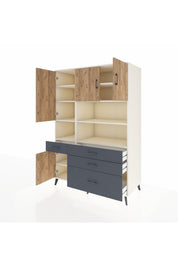 Kronos Dolap 9 Raflı 4 Çekmeceli 4 Kapaklı 132x59x195 Aytaşı-Çam/Antrasit