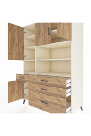 Kronos Dolap 9 Raflı 4 Çekmeceli 4 Kapaklı 132x59x195 Aytaşı-Çam/Çam